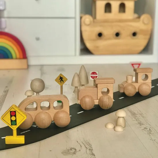 Wooden Trains Set Pack of 3 - Modern Teaching Aids NZ