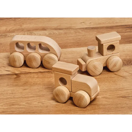Wooden Trains Set Pack of 3 - Modern Teaching Aids NZ