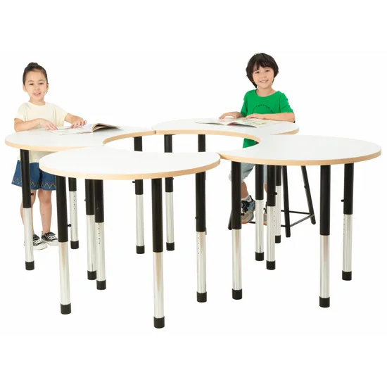 Norwegia Spaces Adjustable Height Cut Away Table - White - Set of 4 - 57-79.5 (H) cm