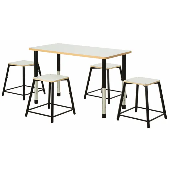 Norwegia Spaces Adjustable Height Rectangular Table - White - 120 (L) x 60 (W) x 57-79.5 (H) cm