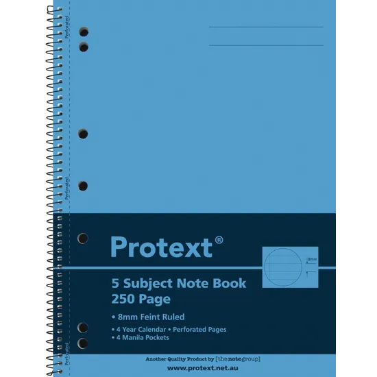 Protext 5 Subject Lecture Book 295x223 mm 8 mm 250p - Modern Teaching Aids NZ