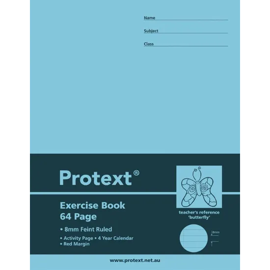 Protext Exercise Book 225 x 175mm 8mm 64p - Modern Teaching Aids NZ