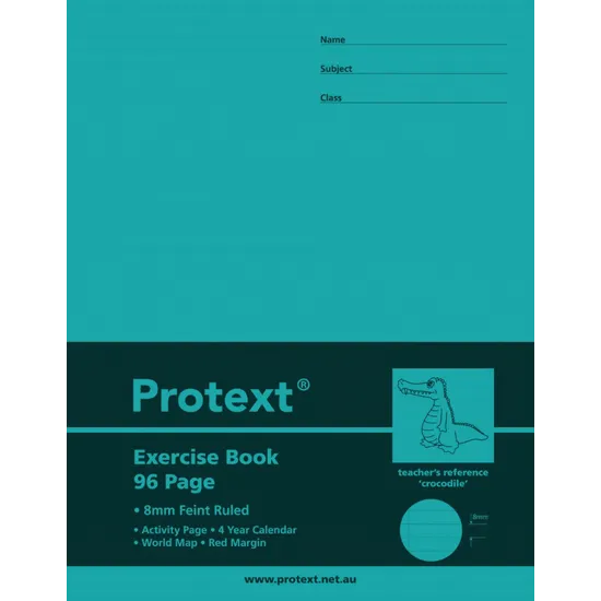 Protext Exercise Book 225 x 175mm 8mm 96p - Modern Teaching Aids NZ