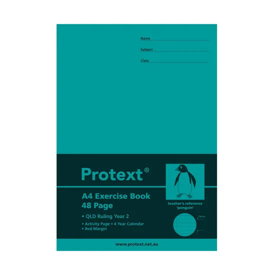 Protext Exercise Book QLD A4 Year 2 48p - Modern Teaching Aids NZ