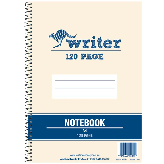 Writer Spiral Note Book A4 8mm 120p - Modern Teaching Aids NZ