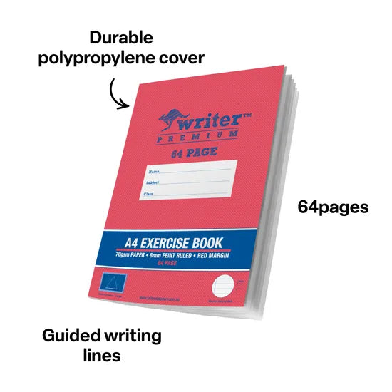 Writer Exercise Book A4 8mm 64p - Modern Teaching Aids NZ