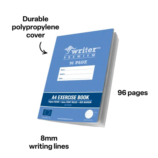 Writer Exercise Book A4 8mm 96p - Modern Teaching Aids NZ