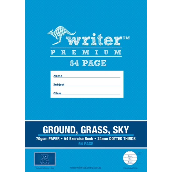 Writer Premium Dotted Thirds Ground/Grass/Sky A4 24 mm 64p - Modern Teaching Aids NZ