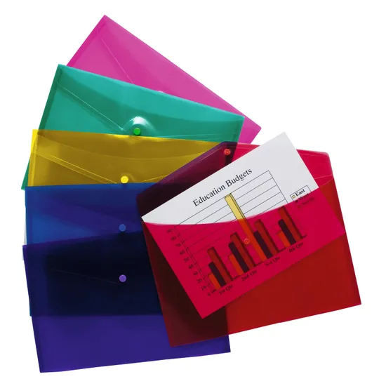 Protext Translucent Button Document Wallets - Pack of 12
