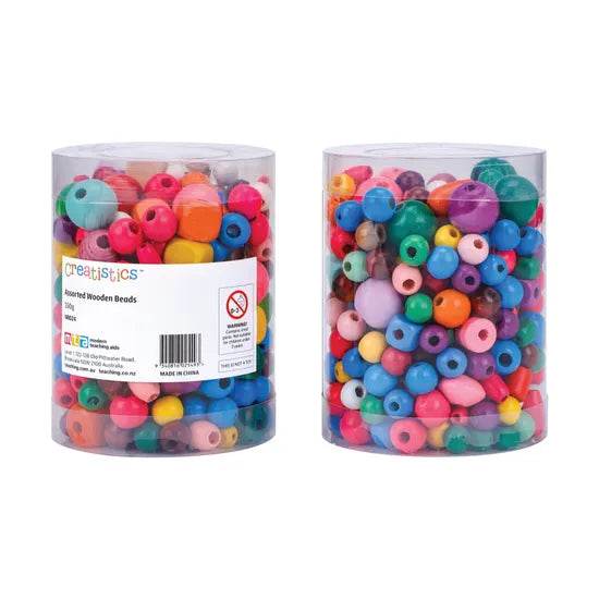 Assorted Coloured Wooden Beads - 150 g