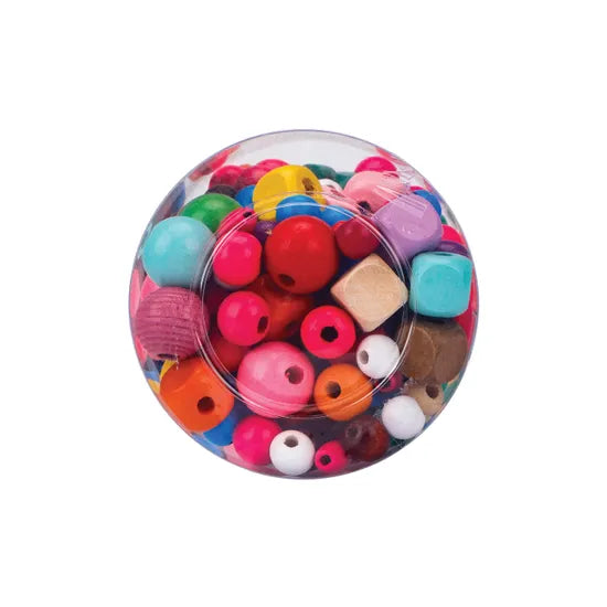 Assorted Coloured Wooden Beads - 150 g