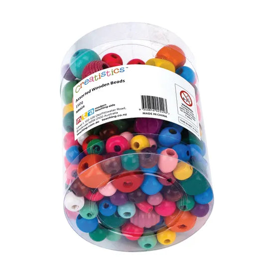 Assorted Coloured Wooden Beads - 150 g