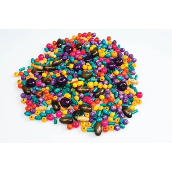 Assorted Coloured Wooden Beads 150g - Modern Teaching Aids NZ