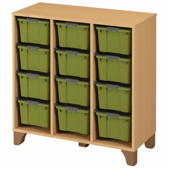 Axima Tote Tray Cabinet with 12 Large Green Trays - 93 cm (H)