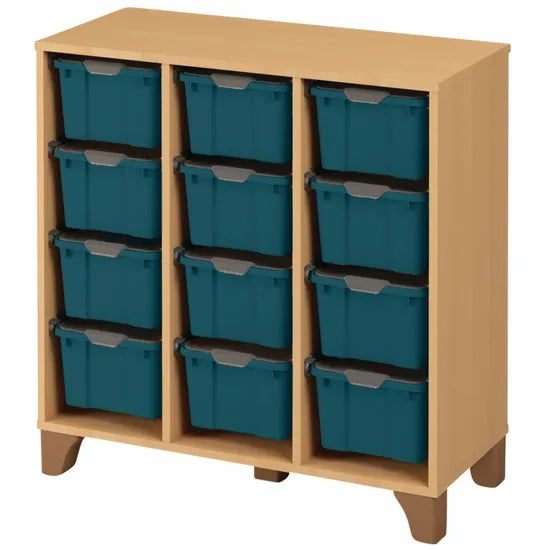 Axima Tote Tray Cabinet with 12 Large Blue Trays - 93 cm (H)