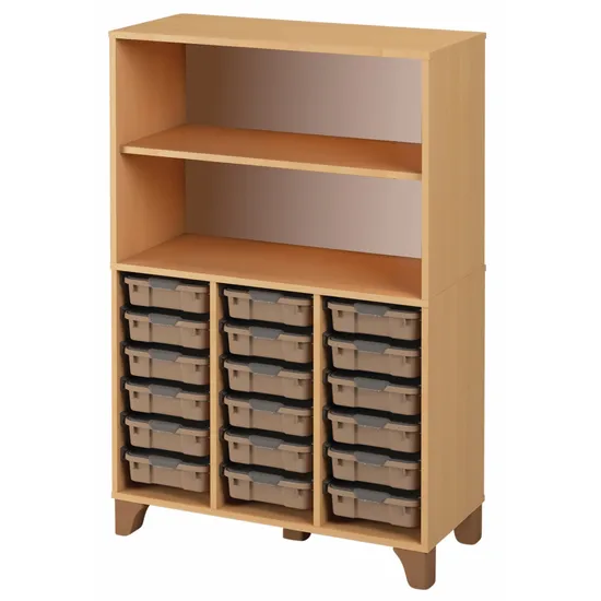 Axima Tote Tray Cabinet with 18 Small Beige Trays - 136 cm (H)