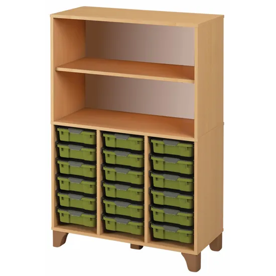Axima Tote Tray Cabinet with 18 Small Green Trays - 136 cm (H)
