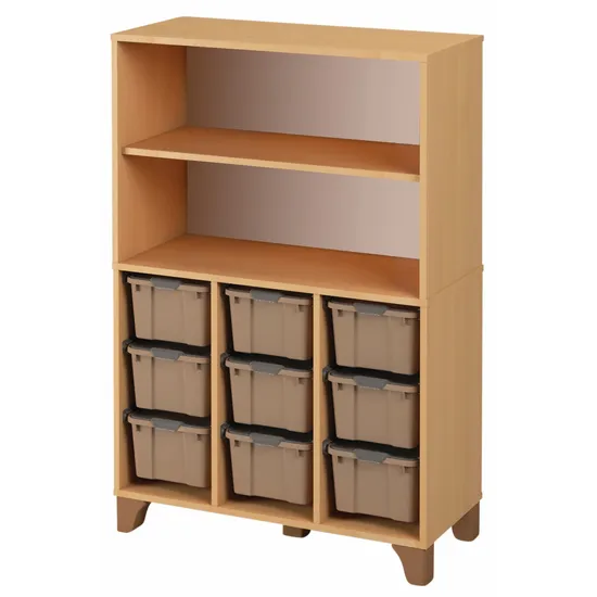 Axima Tote Tray Cabinet with 9 Large Beige Trays - 136 cm (H)
