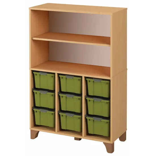 Axima Tote Tray Cabinet with 9 Large Green Trays - 136 cm (H)