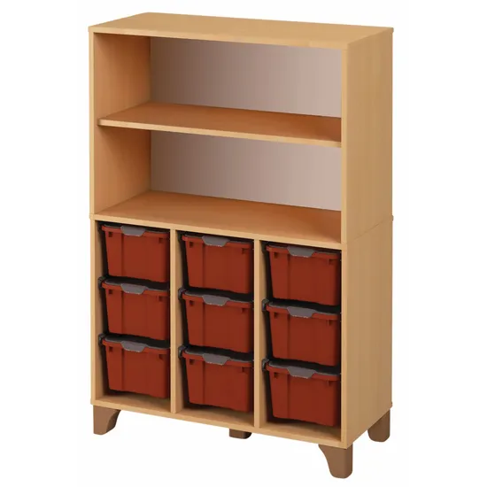 Axima Tote Tray Cabinet with 9 Large Terracotta Trays - 136 cm (H)