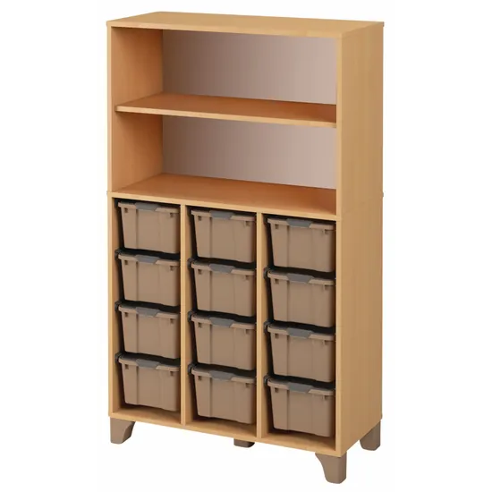 Axima Tote Tray Cabinet with 12 Large Beige Trays - 155 cm (H)