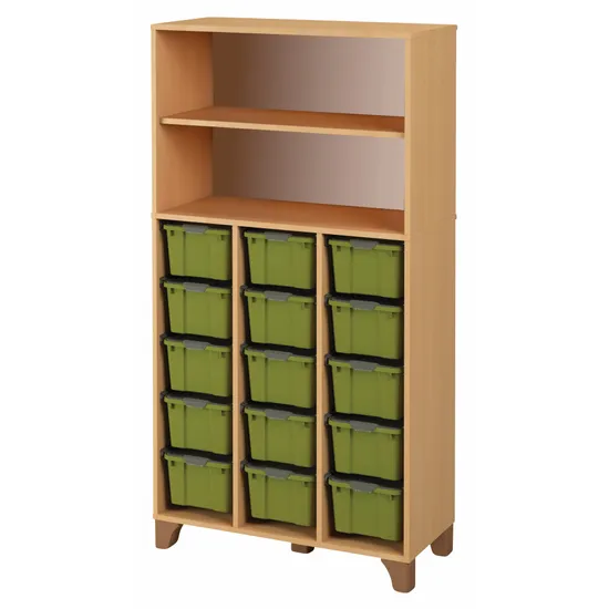 Axima Tote Tray Cabinet with 15 Large Green Trays - 174 cm (H)