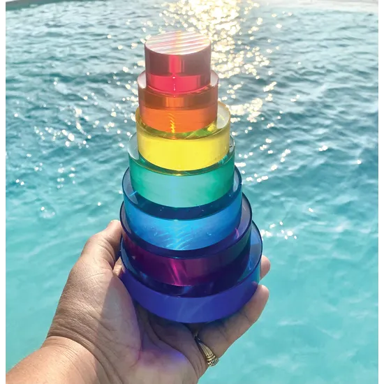 Lucite Rainbow Discs Hot 7 Pieces