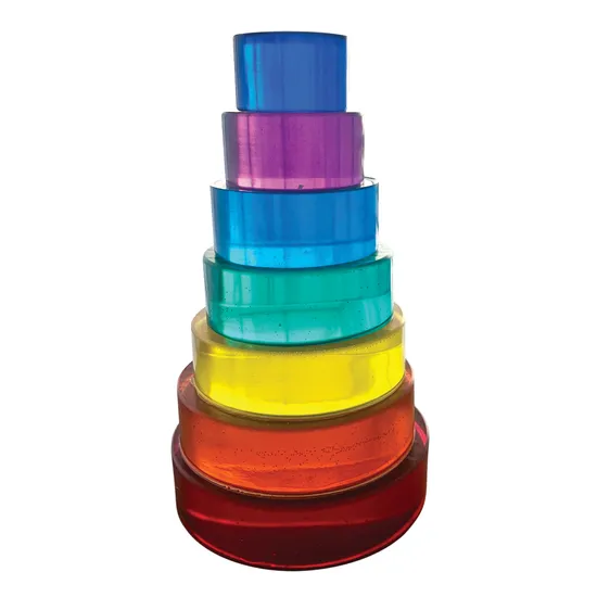 Lucite Rainbow Discs Hot 7 Pieces