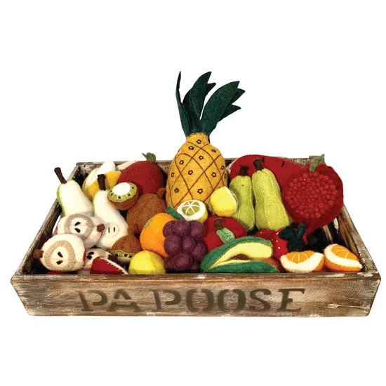 Crated Felt Fruit Set 36 Pieces