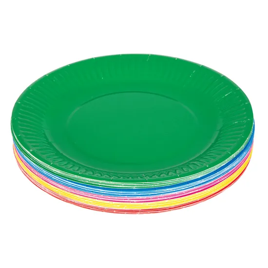 Coloured Round Paper Plates 23 cm - Pack of 50