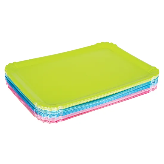 Coloured Rectangle Paper Plates - Pack of 50