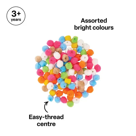 Assorted Coloured Pom Pom Beads 2 cm - Pack of 100