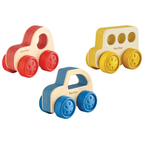 PlanToys Timber Trail Vehicle Set of 3 - Modern Teaching Aids NZ