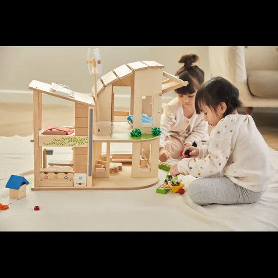 PlanToys - Green Dollhouse with Furniture - Modern Teaching Aids NZ