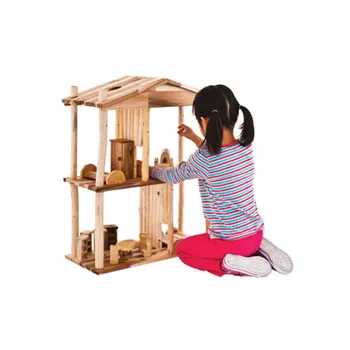 Wooden Doll House & Furniture Kit