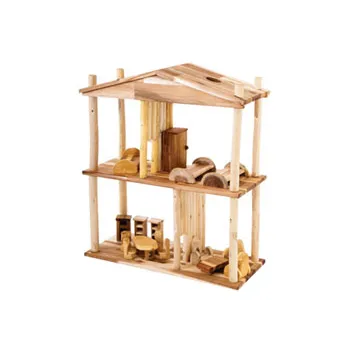 Wooden Doll House & Furniture Kit