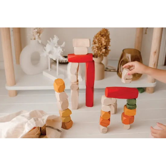 Wooden Stacking Gems - 50 pieces - Modern Teaching Aids NZ