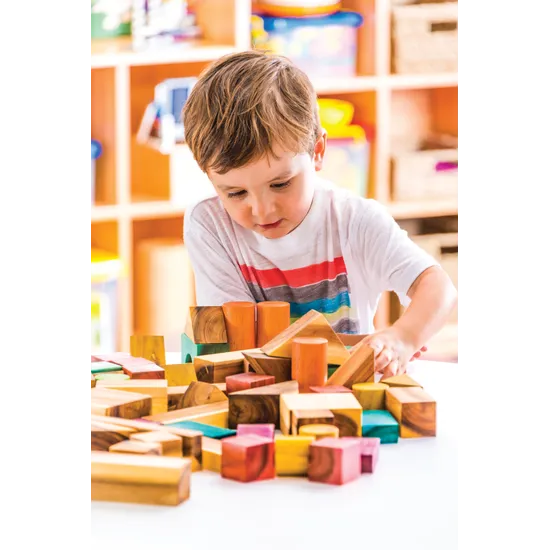 Colourful Wooden Blocks - 34 pieces - Modern Teaching Aids NZ