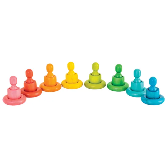 Rainbow Wooden Loose Parts - 24 pieces - Modern Teaching Aids NZ