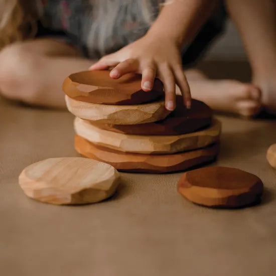 Two Tone Natural Stacking Stones - Set of 9 - Modern Teaching Aids NZ