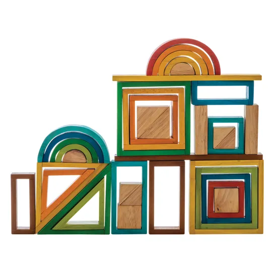 Geometric Rainbow Blocks - 38 pieces - Modern Teaching Aids NZ