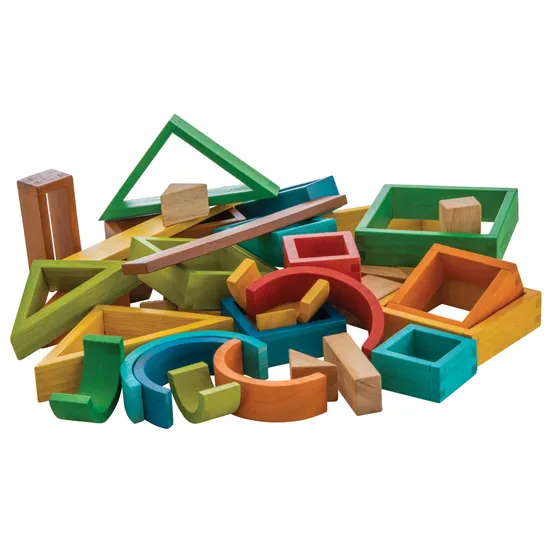 Geometric Rainbow Blocks - 38 pieces - Modern Teaching Aids NZ