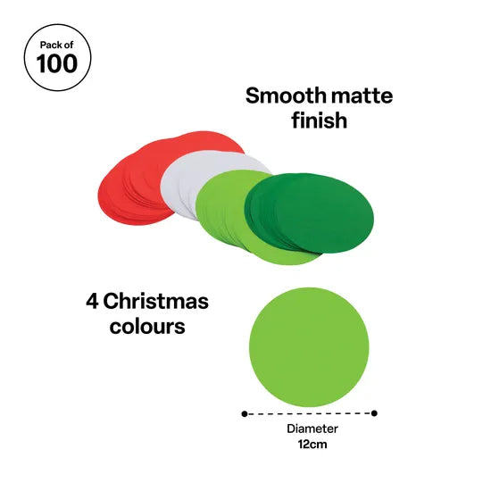 Christmas Paper Circles 120mm - Pack of 100 - Modern Teaching Aids NZ