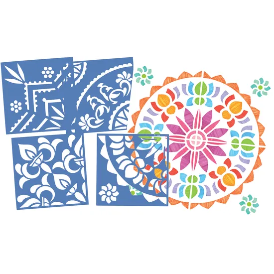 Rangoli Mega Stencils - Pack of 4 - Modern Teaching Aids NZ