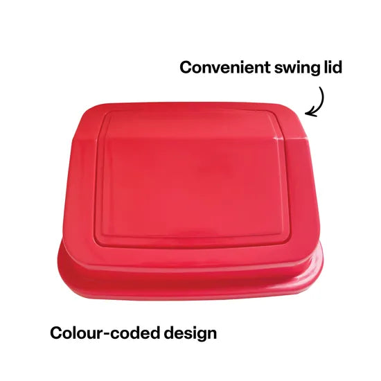 Recycling Bin - Red Lid, 30 L - Modern Teaching Aids NZ