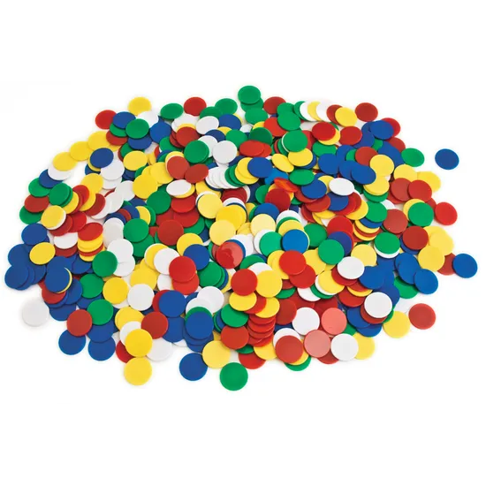 Teachables Solid Round Counters - 2.5cm, 5 Colours, 1000 Pieces - Modern Teaching Aids NZ