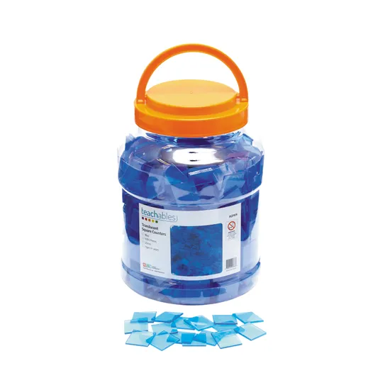 Teachables Translucent Square Counters - 2.5cm Blue, 1000 Pieces - Modern Teaching Aids NZ