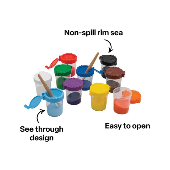 Non-Spill Paint Pots - Set of 10 - Modern Teaching Aids NZ