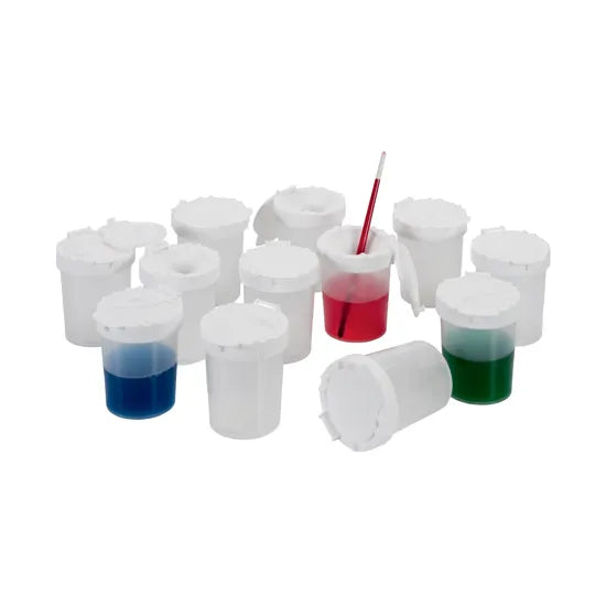 Clear Non Spill Paint Pots - Set of 12 - Modern Teaching Aids NZ