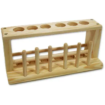 Test Tube Rack - Wooden, 6 Holes, 6 Pegs, 27 mm - Modern Teaching Aids NZ